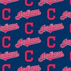 BTHY MLB Cleveland Indians Red Logo Blue Cotton Fabric By HALF Yard Major League