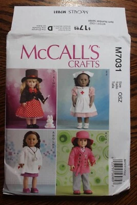 McCall's M7031 18" Doll Costume Pattern Magician Nurse Doctor Detective Uncut - Image 1 of 3