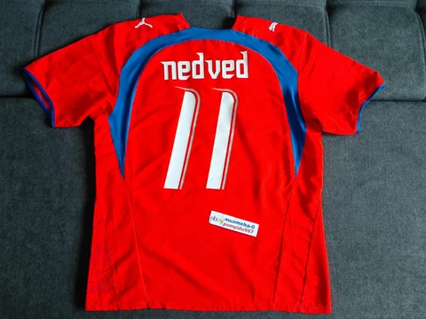 Pavel Nedved #11 Trikot Czech Republic Home Football Shirt M Puma Soccer Jersey Cover