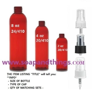 4 oz Botella de plástico bala roja PET12 juegos elección de tapas de pulverizador envío gratuito - Imagen 1 de 2