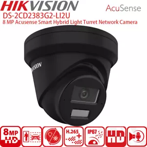 Hikvision 8 MP fotocamera IP Acusense DS-2CD2383G2-LI2U 2Mic luce ibrida nero US - Foto 1 di 9