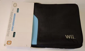 Nintendo Wii Black Blue Carrying Case Travel Messenger Bag Pockets & Strap - Picture 1 of 5