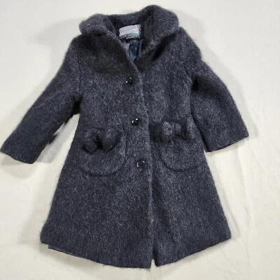 Jaqueta de inverno ROTHSCHILD preta cinza lã longline casaco ervilha 24 meses bebê menina - Imagem 1 de 4