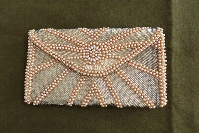 Vintage 1940s 1950s BEADED PEARL EVENING PURSE CLUTCH WALLET - Great condition! Foto 1 de 4