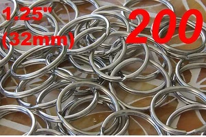 Portachiavi in acciaio inox 1,25" (32mm) anello diviso, lotto ingrosso 200 - Foto 1 di 2