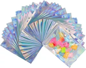 120pcs 3x5 Holographic Mylar Foil Bag Resealable Ziplock Pouch Clear Front - Picture 1 of 7