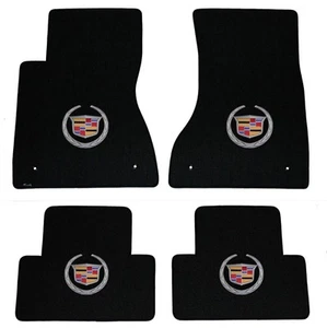 NEW! BLACK FLOOR Mats 2011-2014 Cadillac CTS Coupe Silver Crest logo on all 4 - Picture 1 of 12