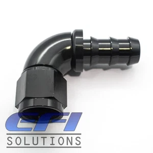 90 Degree Full Flow Push Lock Hose End Fitting 400 Series AN12 (Black) 513-12BLK - Picture 1 of 1