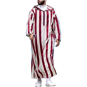 Men's Long Sleeve Muslim Clothing Saudi Jubba Arab Kaftan Thobe Long Dress Robe - Picture 1 of 4