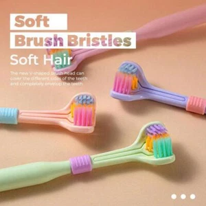3 Sided Toothbrush Adult Three Headed U-shaped Macaron Color New L0 ъф D6U3 B5A6 - Picture 1 of 25