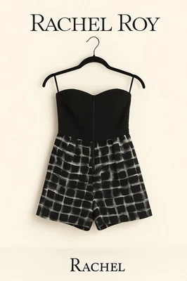 Macacão Rachel Roy preto sem alças tamanho 12 novo com etiquetas pescoço namorada zíper encaixe - Imagem 1 de 4