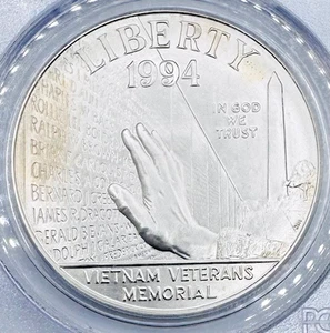 1994-W Vietnam Veterans Memorial Commemorative Silver Dollar PCGS MS69 - Picture 1 of 3
