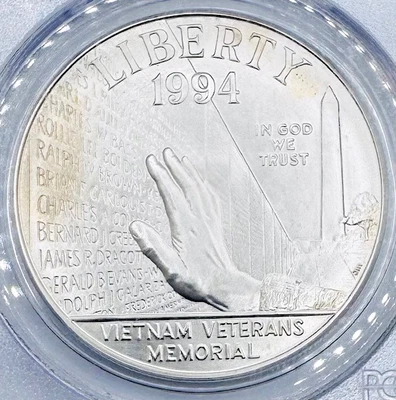 1994-W Vietnam Veterans Memorial Commemorative Silver Dollar PCGS MS69 - Image 1 of 3