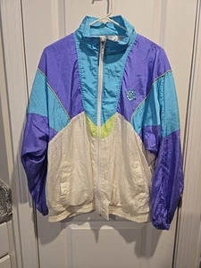 VTG Bold Spirit Multicolored Windbreaker Size L - Picture 1 of 8