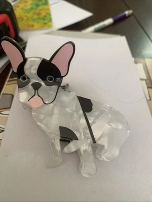 Французский бульдог розовый льняной Stay Paws-Itive заколка для волос животное собака форма детей взрослых - Изображение 1 из 4