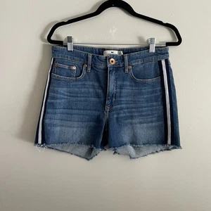 Vineyard Vines Women 28 Blue Denim Jamie Striped Grosgrain Cutoff Jean Shorts - Picture 1 of 8
