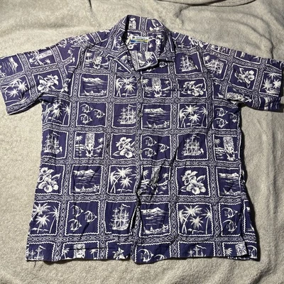 Vintage Shoreline Hawaii Brand Hawaiian Shirt Size M Surfer faded - Image 1 of 4