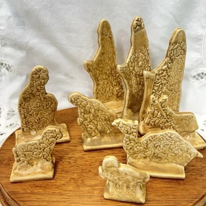 Vintage Coventry Keramik Krippe Set 9-teilig strukturiert Steinoptik Figuren rustikal modern - Bild 1 von 6