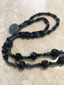 Black Faceted onyx necklace, Vintage Beads With Modern Style - Picture 1 of 6