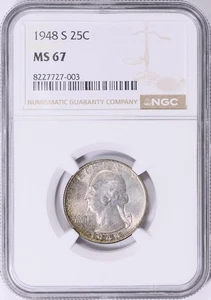 1948 S Washington Quarter NGC MS67 - Picture 1 of 3