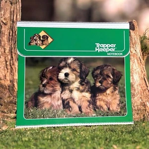 1980’s Mead Trapper Keeper 29096 Green w/ Puppies Dog - Great Condition - - Picture 1 of 9