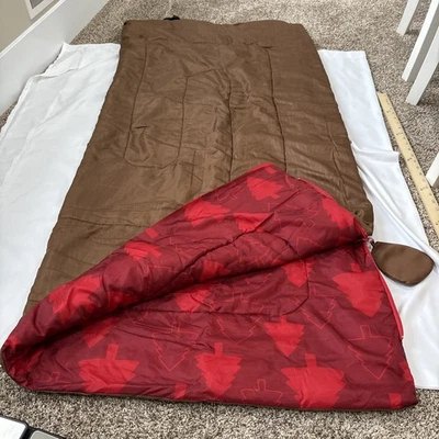 Kids Sleeping Bag, Brown With Red Lining. Opens Completely Up, Zipper On 2 Sides - Image 1 of 4
