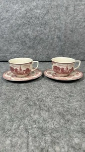 Johnson Bros England Pink Old Britain Castles Cup & Saucer Set Of 2 - Picture 1 of 10