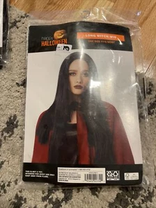 Happy Halloween Long Black Hair Wig One Size Costume New - Picture 1 of 11