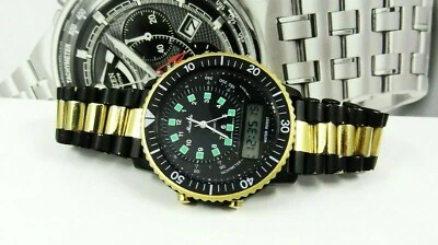 Reloj Hombre Michele 71-073-BG Taquímetro Alarma Doble Hora Tono Negro y Dorado  Foto 1 de 4