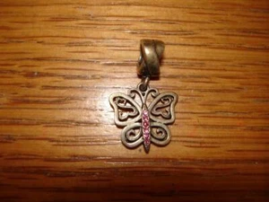 KAY JEWELERS CHARMED MEMORIES PINK BUTTERFLY CHARM SWAROVSKI ELM STERLING SILVER - Picture 1 of 1