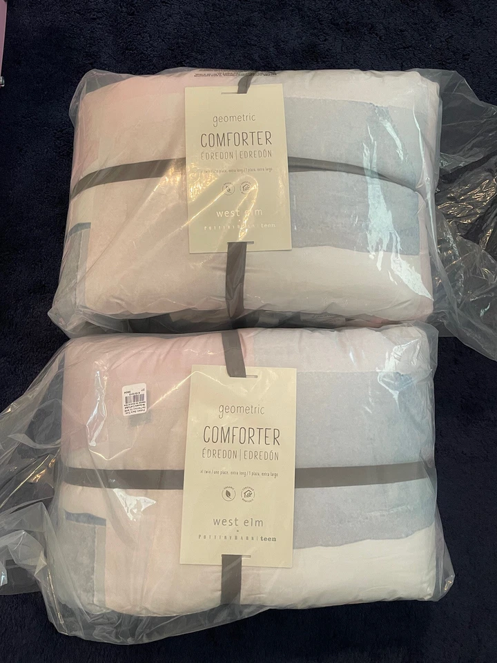 Two NEW Pottery Barn Teen West Elm Geometric Twin XL Comforters - Blush/Multi - Image 1 of 4