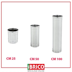TUBO CANNA FUMARIA ACCIAIO INOX  DIAMETRO Ø 120 PER STUFA PELLET E CAMINETTI - Foto 1 di 28