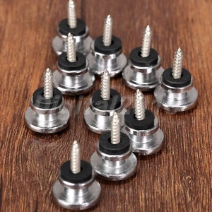 10pc Silver Electric Acoustic Guitar Bass Ukulele Locking Strap Tail Nail Button - Picture 1 of 10