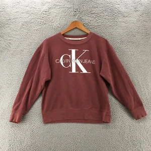 Calvin Klein Jeans Pullover Sweatshirt Womens XS Light Maroon Crew Neck Casual - Picture 1 of 12