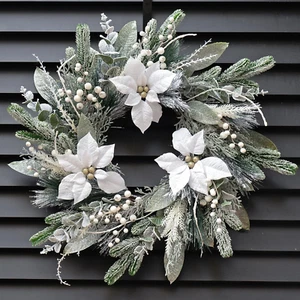 Winter Wreaths for Front Door 24 Inch Outdoor Christmas Wreath Artificial Winter - Picture 1 of 6