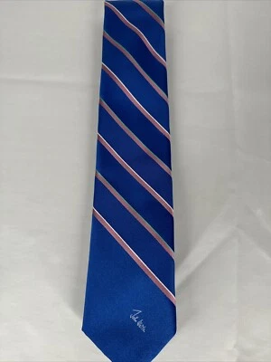 John Weitz Vintage Mens Tie Polyester Blue With Pin Stripes 53.5”x3” - Image 1 of 4