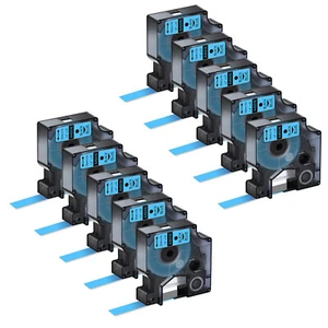 10PK 12mm Black on Blue Label Tape For DYMO LW LP LM Standard D1 45016 Cassette - Picture 1 of 24