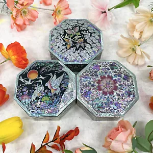 Handmade Mother of Pearl Jewelry Box Octagonal Shape Mini Trinket Box - Picture 1 of 19