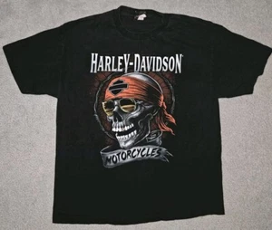 Harley Davidson Shirt Mens Extra Large Black Oconomowac Motorycles Skull Biker - Picture 1 of 4