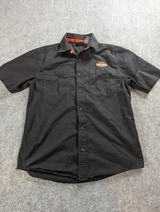 Harley-Davidson Shirt Men's Medium American Legend Black Button Up Woven Shirt - Picture 1 of 8