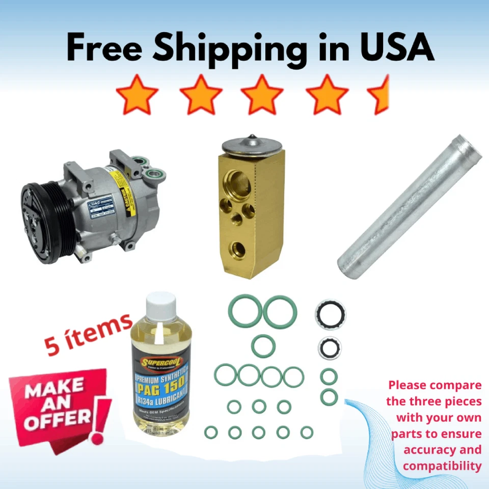 Compresor y válvula aire acondicionado apto para Chevrolet Aveo 2004-2008, Chevrolet Aveo5 2006-2008 Foto 1 de 4