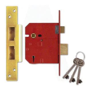 Cerradura de puerta Union 2234E BS 5 palancas 67 mm/2,5" latón pulido con llave igual - Imagen 1 de 1