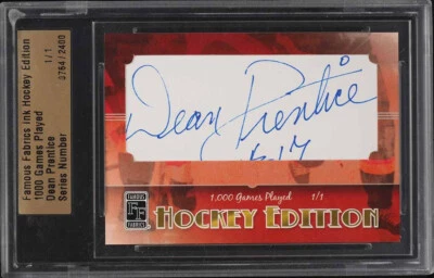 2010 Famous Fabrics paper cut auto 1/1 Dean Prentice autograph signature - Image 1 of 2