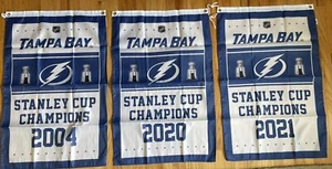 Tampa Bay Lightning NHL Stanley Cup Champions 3 Banners/Flags 2’ x 3’ - Picture 1 of 5
