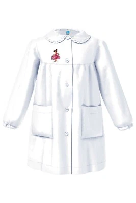 Siggi Grembiule Bambina asilo e scuola materna,bianco con ricamo, 2-3-4-5-6 ANNI - Immagine 1 di 4