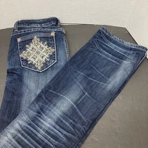 Pantalones de mezclilla azules con bolsillos brillantes para mujer talla 11 de ZANA DI - Imagen 1 de 5