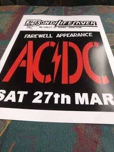 AC/DC Sydney Farewell Gig A4 Flyer: 1976 Bondi Junction (Glossed Card Print) - Picture 1 of 2