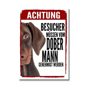 Dobermann Unkupiert 1 Genehmigung Dog Schild Spruch Türschild Hundeschild Warnsc - Bild 1 von 4