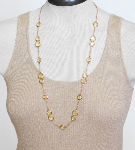 Collana stazione lunga Kate Spade New York placcata oro cristallo champagne sfaccettato