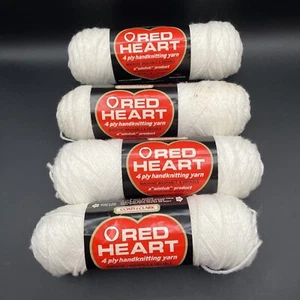 Red Heart Classic Skein Yarn White QTY: 4, Coats & Clark, 4-Ply Acrylic Fiber - Picture 1 of 7